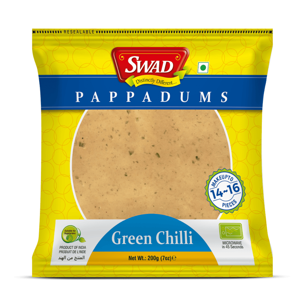 Green Chilli Pappadums 200g